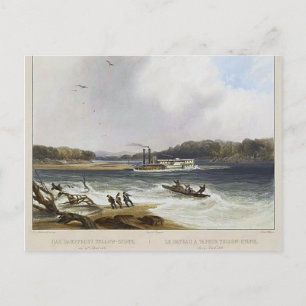 Postal Karl Bodmer-Yellowstone, barco de vapor del río Mi