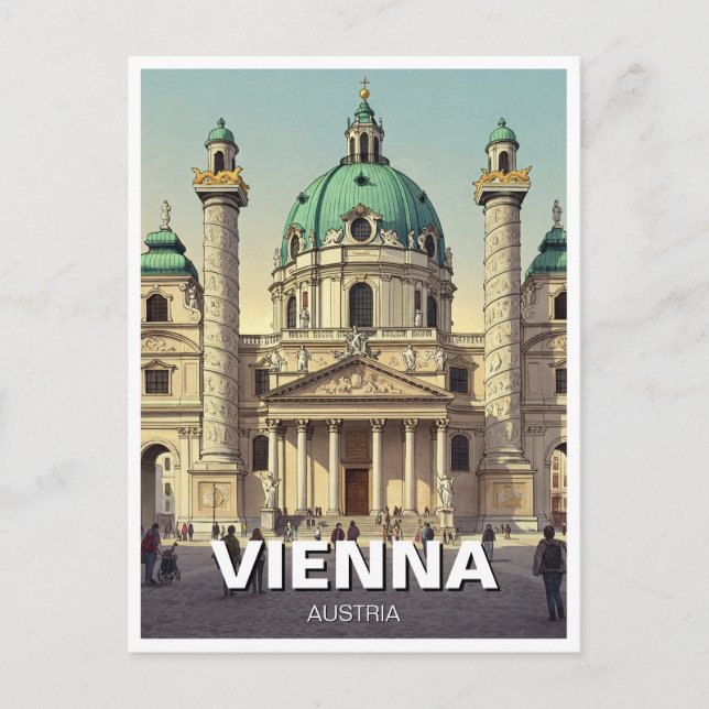 Postal Karlfalche Karlsplatz Viena Austria Viajes (Anverso)