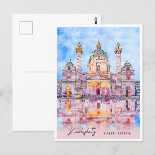 Postal Karlsplatz Viena Austria Viaje por el lugar Acuare