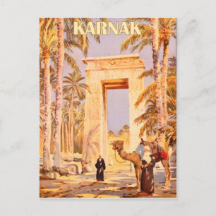 Postal Karnak, Camello delante de la puerta, viaje antigu