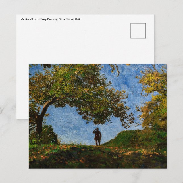 Postal Károly Ferenczy - En la cima de la colina (Anverso / Reverso)