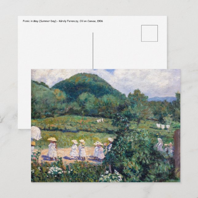 Postal Károly Ferenczy - Picnic en mayo (Día de verano) (Anverso / Reverso)