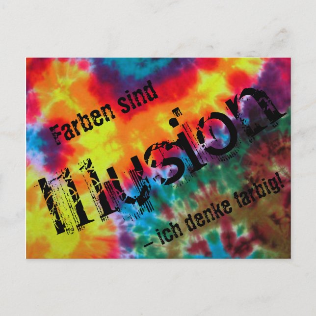 Postal Karte, "Farben sind Illusion - ich denke farbig!" (Anverso)