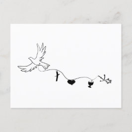 Postal Karte mit Friedenstaube und christlichen Symbolen