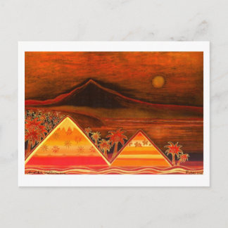 Postal Karte Pastell-Art "Paradise Island mit Pyramids"