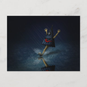 Postal Kasa Obake Fantasma de Paraguas Japonés Día Lluvio