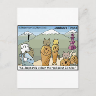 Postal Katmandú Dogmandu Perro Vs Gato Regalos y Camiseta