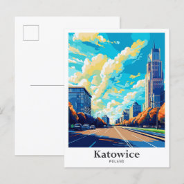 Postal Katowice Poland Travel Potrait Ilustracion
