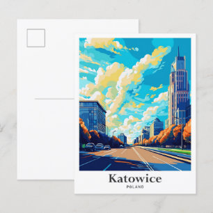 Postal Katowice Poland Travel Potrait Ilustracion