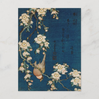 Postal Katsushika Hokusai 葛 飾 北 Goldfinch y Cherry Tree