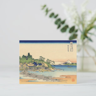 Postal Katsushika Hokusai Enoshima en la provincia de Sag