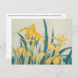 Postal Katsushika Hokusai - Grasshopper e Iris