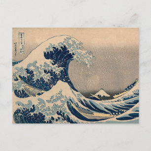 Postal Katsushika Hokusai. La gran ola de Kanagawa  