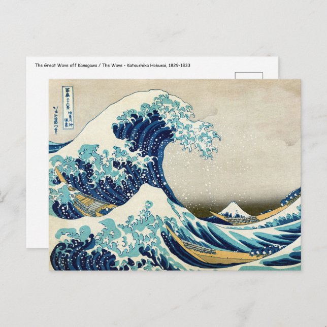 Postal Katsushika Hokusai - La gran ola de Kanagawa (Anverso / Reverso)