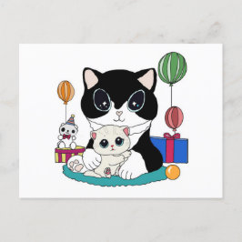 Postal Kattenmoeder en kattenkind vieren feest. Kittycat