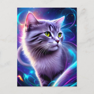 Postal Katze , Hintergrund in dezentem Neon Farben