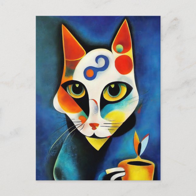 Postal Katze im Stile der Klassischen Modernen Kunst. (Anverso)