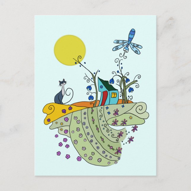 Postal Katze mit Haus (Anverso)