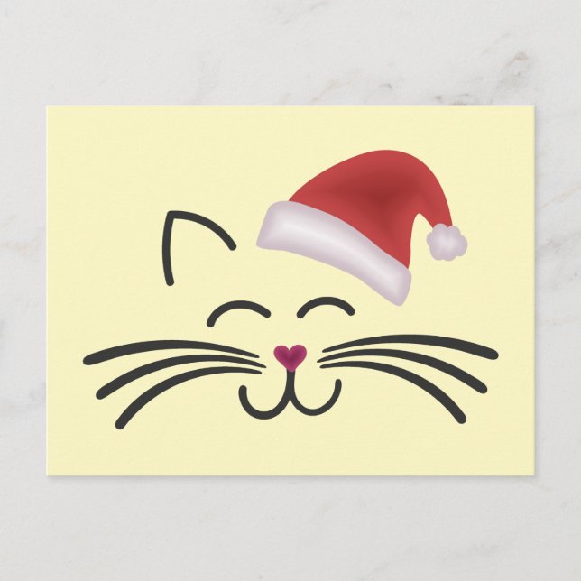 Postal Katze Nikolaus Mütze Cat Santa Hat (Anverso)