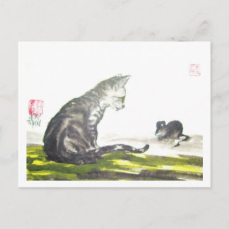 Postal Katze und Maus No. 26 * Katzen-Kunst-Postkarten * 