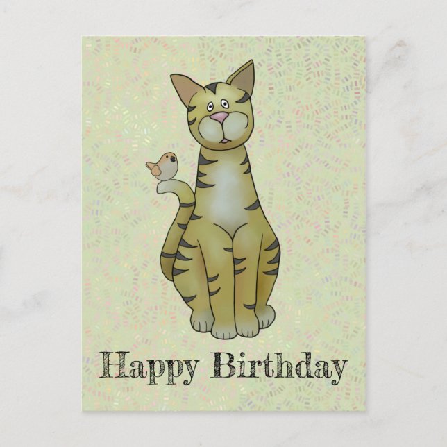 Postal Katze und Vogel (Anverso)