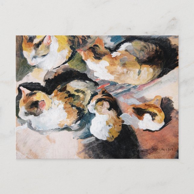 Postal Katzenstudien de August Macke (Estudio de un gato) (Anverso)