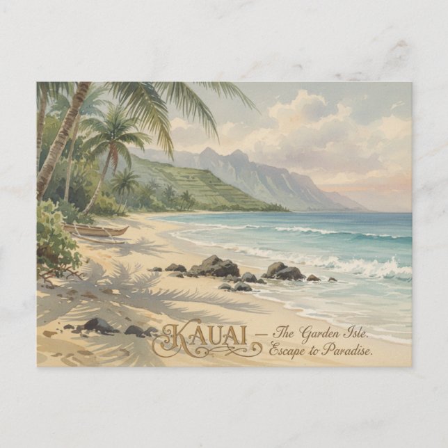 Postal Kauai  Beach Romantic Painting (Anverso)