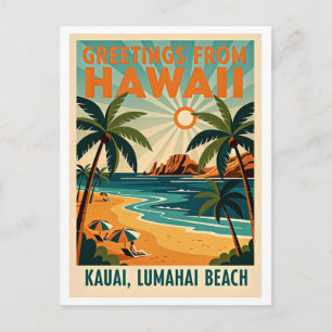 Postal Kauai, Hawái Viajes Retro