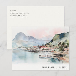 Postal Kauai Hawaii Acuarela Paisaje Viaje