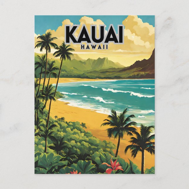 Postal Kauai Hawaii Nostalgic Viaje Vintage (Anverso)