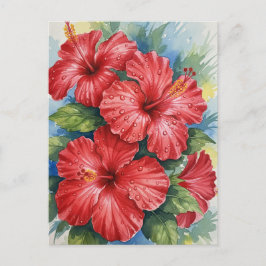 Postal Kauai Tropical Flowers watercolor