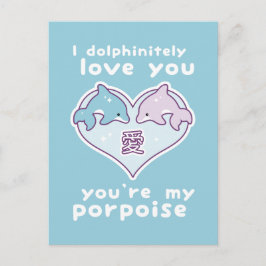 Postal Kawaii Ama a los delfines