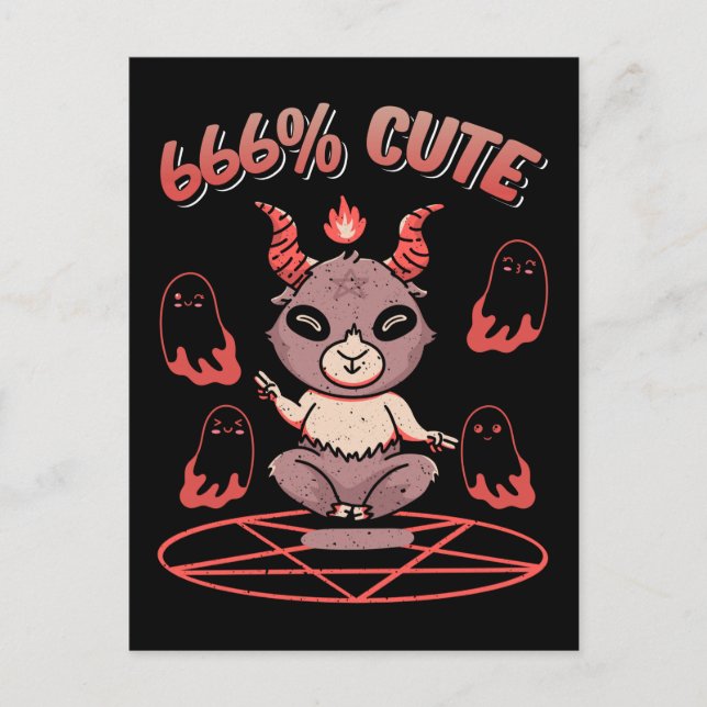 Postal Kawaii Baphomet Occult Devil Goat (Anverso)