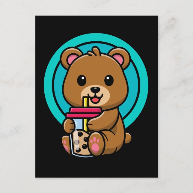 Postal Kawaii Bear Bebe Burbble Tea Lover (Anverso)