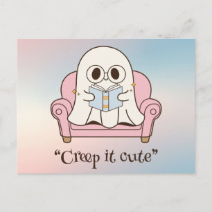 Postal Kawaii boo, lindo Halloween espeluznante