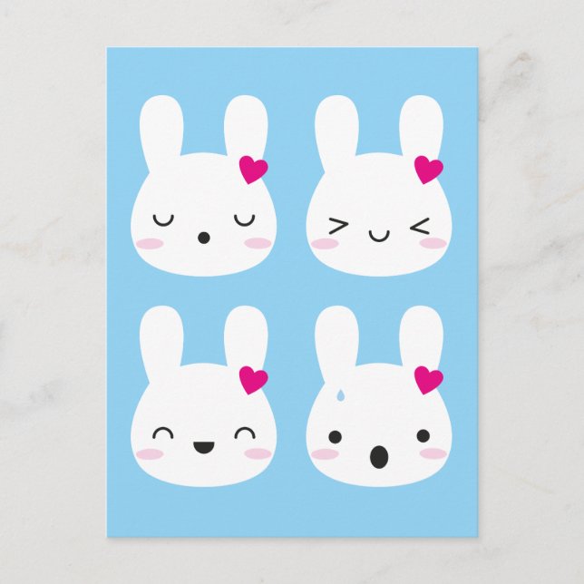 Postal Kawaii Bunny Emotions (Anverso)