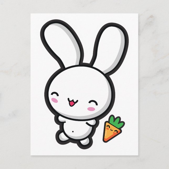 Postal Kawaii Bunny y Carrot (Anverso)