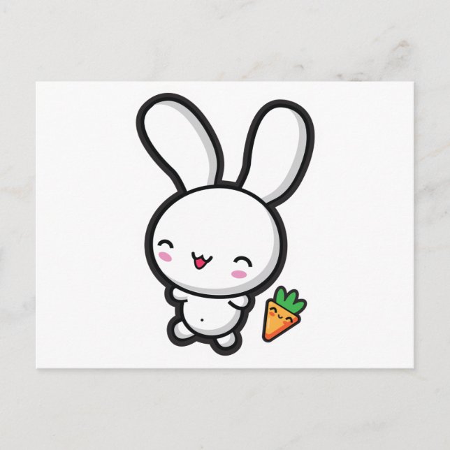 Postal Kawaii Bunny y Carrot (Anverso)