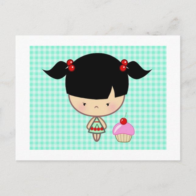 Postal Kawaii Cherry Cupcake (Anverso)