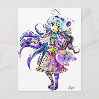 Postal Kawaii Chica de anime a la moda - Manga al estilo