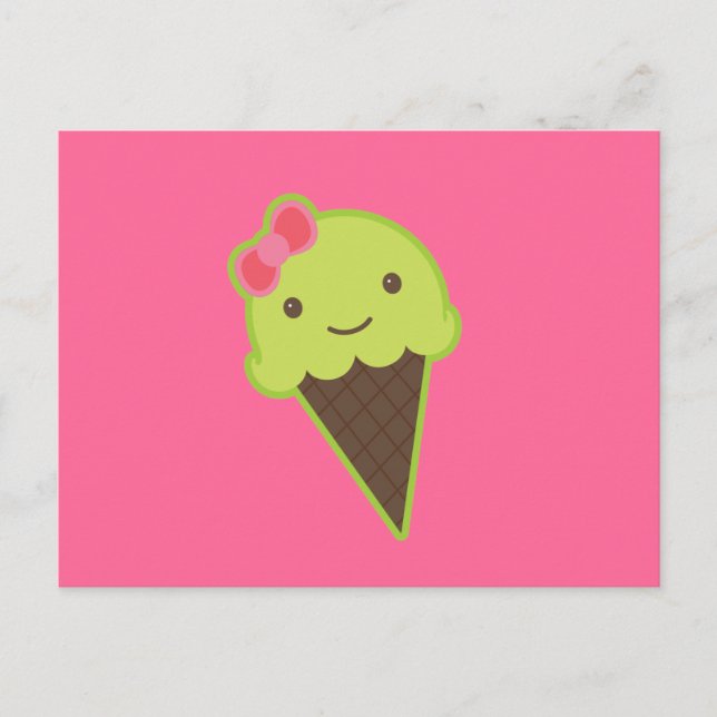 Postal Kawaii congelado en un cono (Anverso)