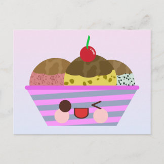 Postal Kawaii Cream Sundae Sabores Deliciosos