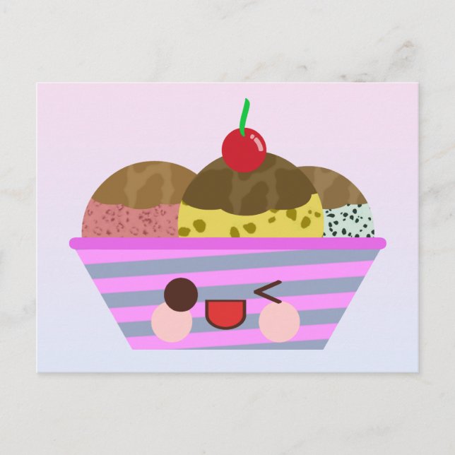 Postal Kawaii Cream Sundae Sabores Deliciosos (Anverso)