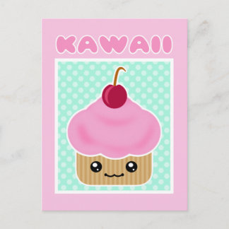 Postal Kawaii Cupcake Cherry Candy