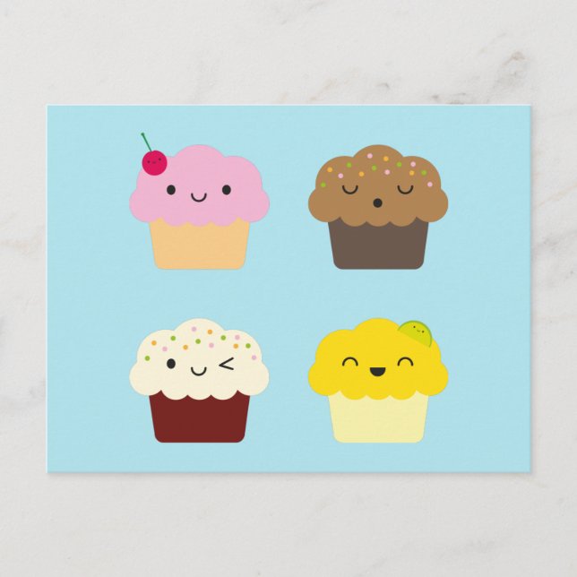 Postal Kawaii Cupcakes (Anverso)