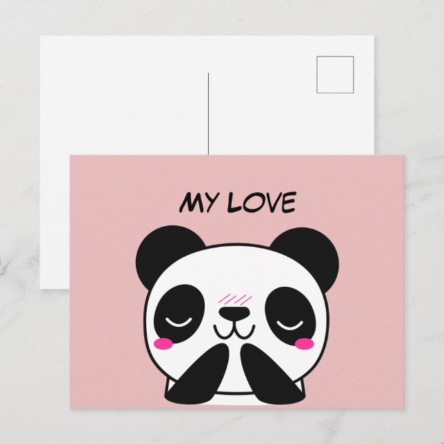 Postal Kawaii Cute Panda (Anverso / Reverso)