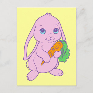 Postal Kawaii Cute Personalizado Bunny Rabbit Carrot