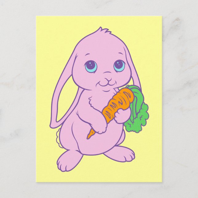 Postal Kawaii Cute Personalizado Bunny Rabbit Carrot (Anverso)