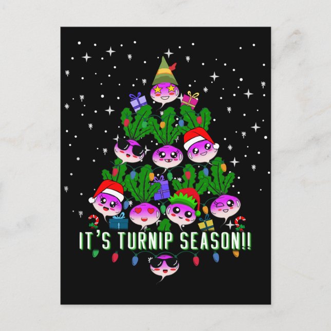 Postal Kawaii es divertido el árbol de Navidad de la temp (Anverso)