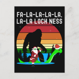 Postal Kawaii Fa La La LochNess Santa Alien Bigfoot